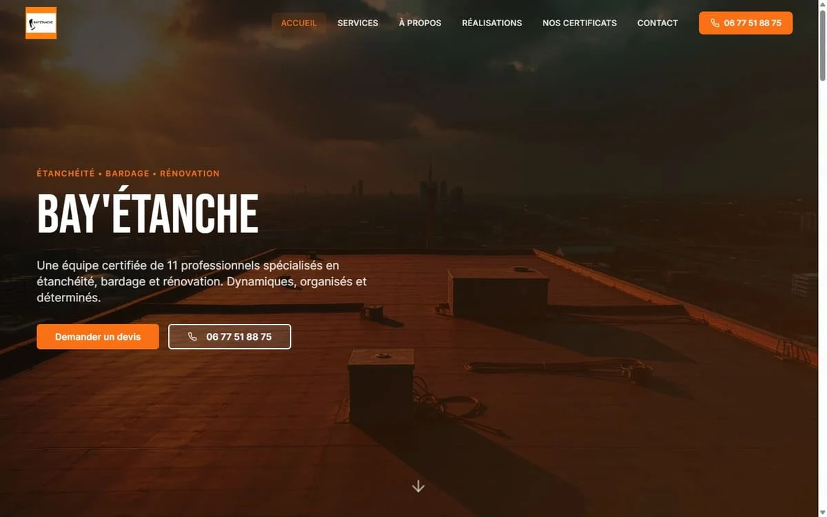 Capture du site Bay’Étanche