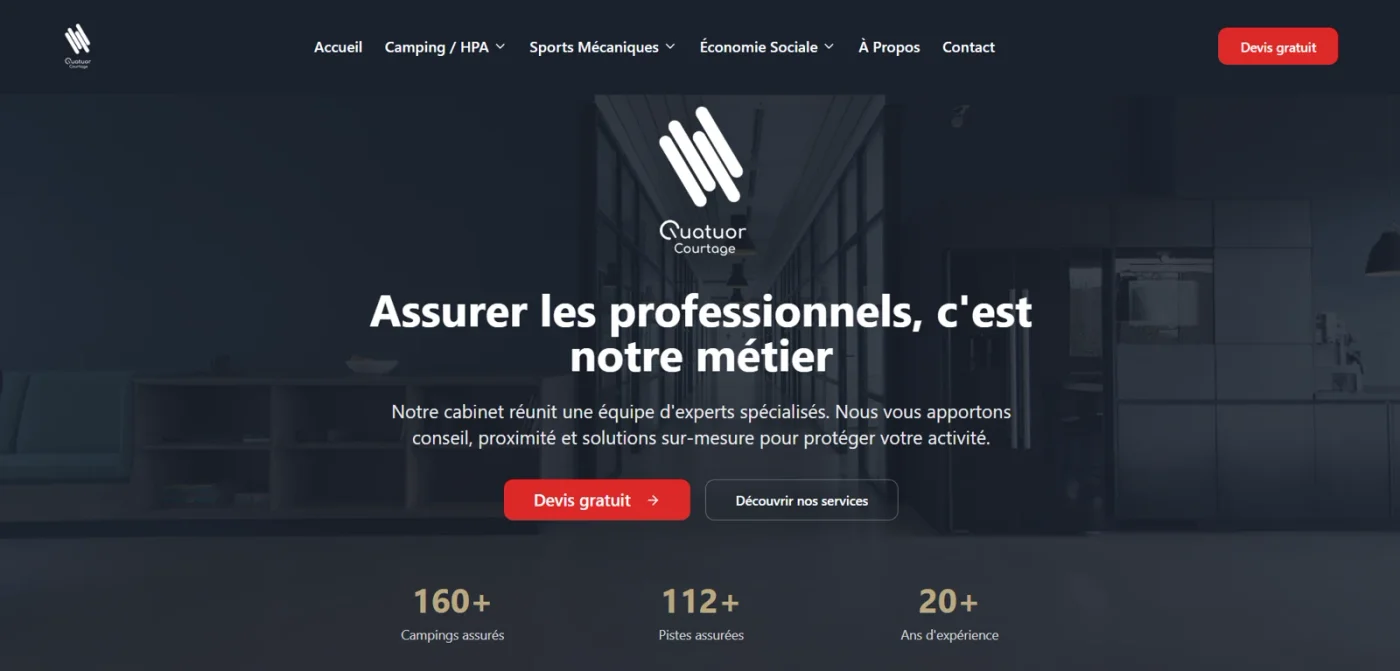 Capture du site Quatuor Courtage